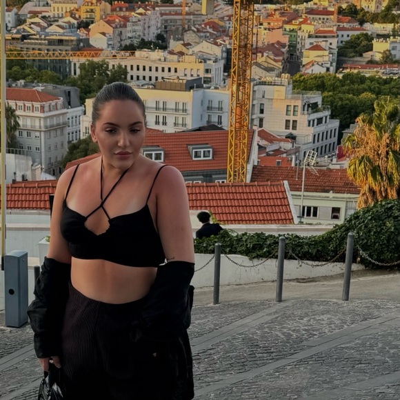 ZARA STRETCH LINEN BLEND STRAPPY CROP TOP - Picture 6 of 6